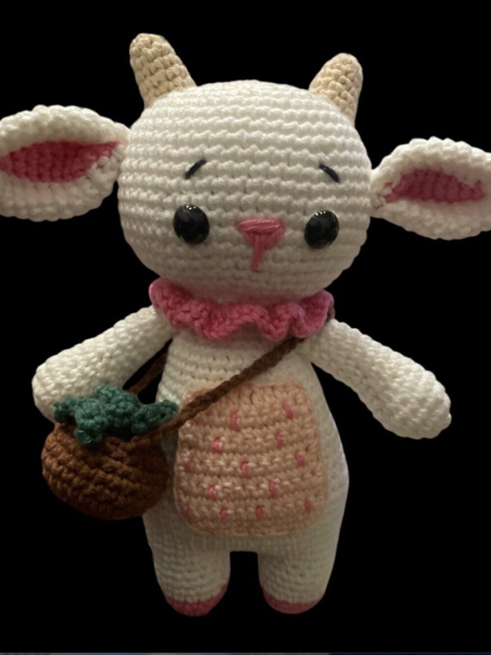 Willis the goat hand made Crochet doll, 8” tall